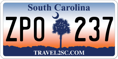 SC license plate ZPO237