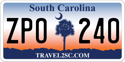 SC license plate ZPO240