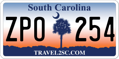 SC license plate ZPO254