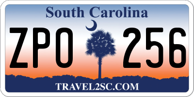 SC license plate ZPO256