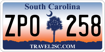 SC license plate ZPO258