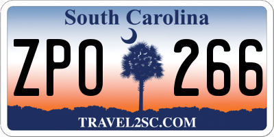 SC license plate ZPO266