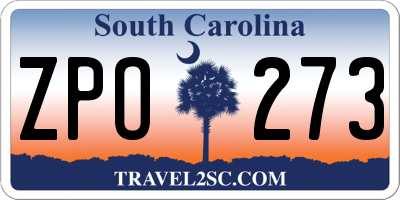 SC license plate ZPO273