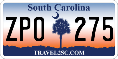 SC license plate ZPO275