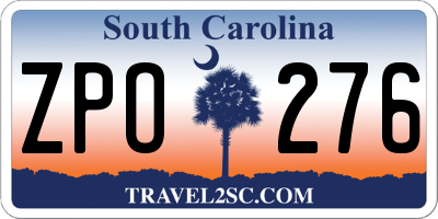 SC license plate ZPO276