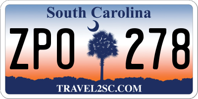 SC license plate ZPO278