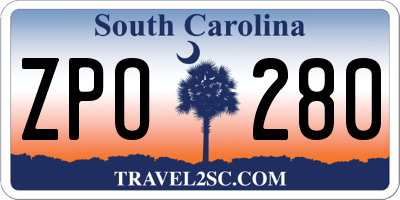 SC license plate ZPO280