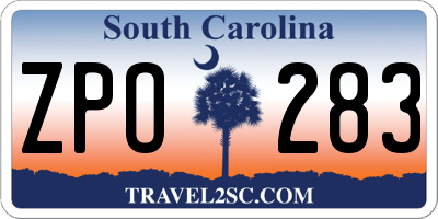 SC license plate ZPO283
