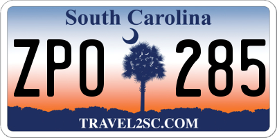 SC license plate ZPO285