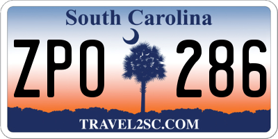 SC license plate ZPO286