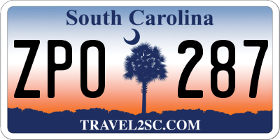 SC license plate ZPO287