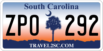 SC license plate ZPO292