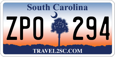 SC license plate ZPO294