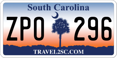 SC license plate ZPO296