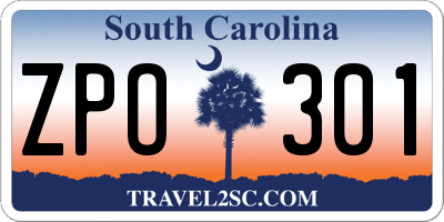 SC license plate ZPO301