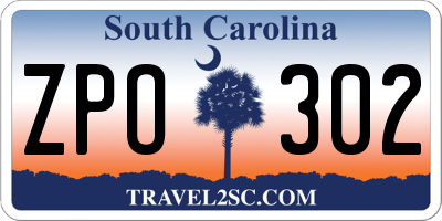 SC license plate ZPO302