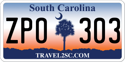 SC license plate ZPO303