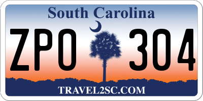 SC license plate ZPO304