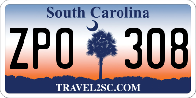SC license plate ZPO308