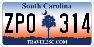 SC license plate ZPO314