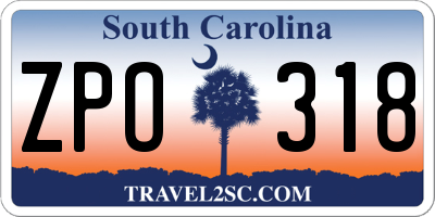 SC license plate ZPO318