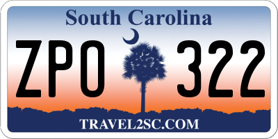 SC license plate ZPO322