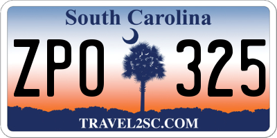 SC license plate ZPO325