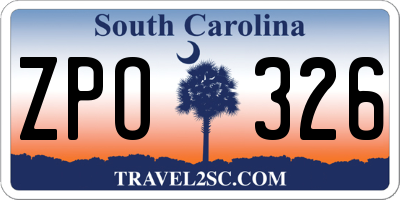 SC license plate ZPO326