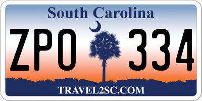 SC license plate ZPO334