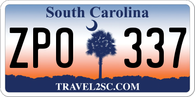 SC license plate ZPO337