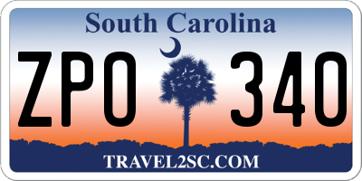 SC license plate ZPO340