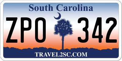 SC license plate ZPO342