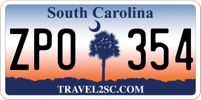 SC license plate ZPO354