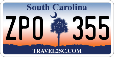 SC license plate ZPO355
