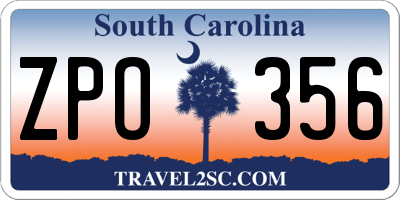 SC license plate ZPO356