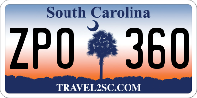SC license plate ZPO360