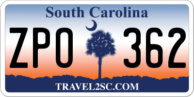 SC license plate ZPO362