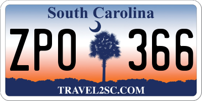 SC license plate ZPO366