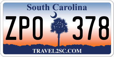 SC license plate ZPO378