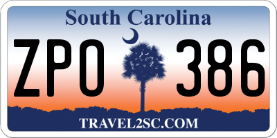 SC license plate ZPO386