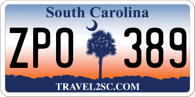 SC license plate ZPO389