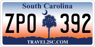 SC license plate ZPO392