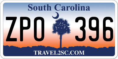 SC license plate ZPO396