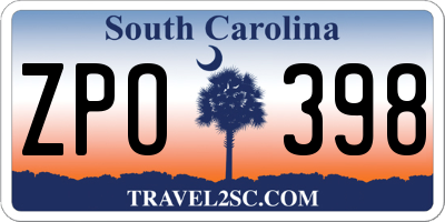 SC license plate ZPO398