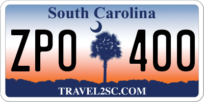 SC license plate ZPO400