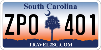 SC license plate ZPO401