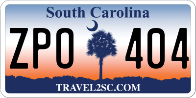 SC license plate ZPO404