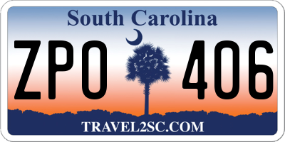 SC license plate ZPO406