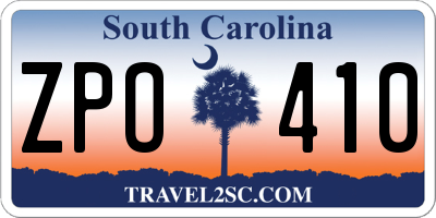 SC license plate ZPO410