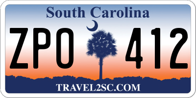 SC license plate ZPO412